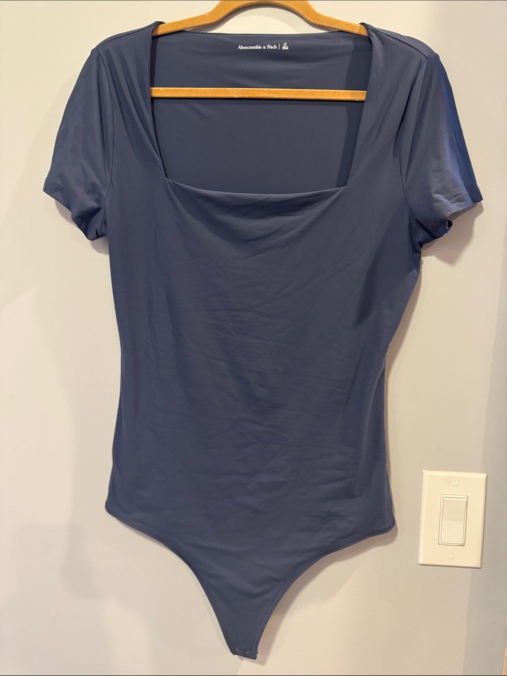 Abercrombie & Fitch Soft Matte Seamless Squareneck Bodysuit Blue - Large Tall